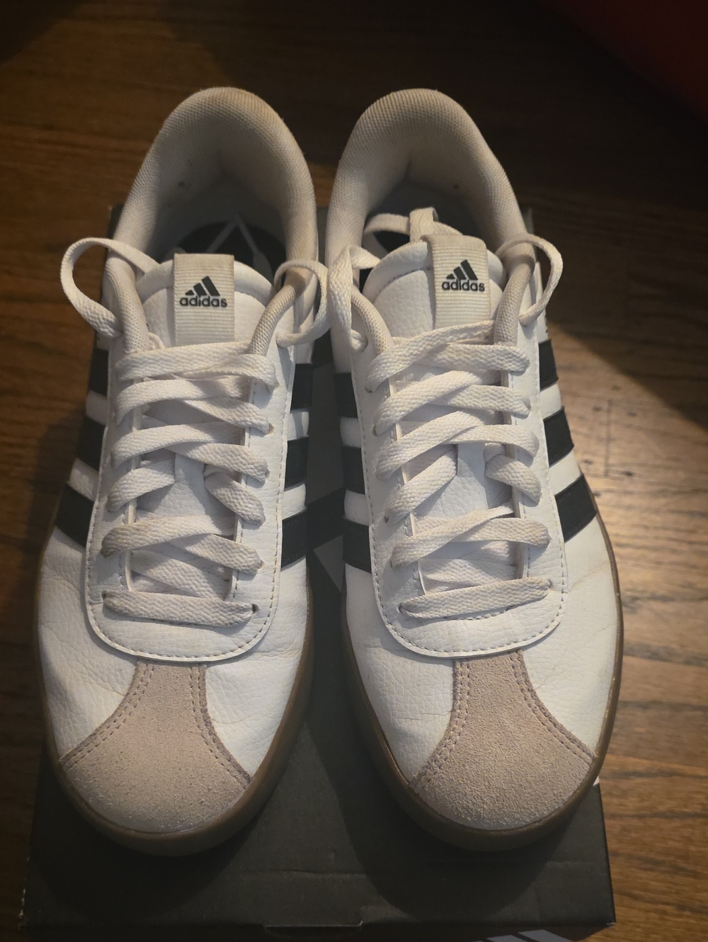 adidas SAMBA! White Sneakers with Black Stripes and Tan Suede Toe